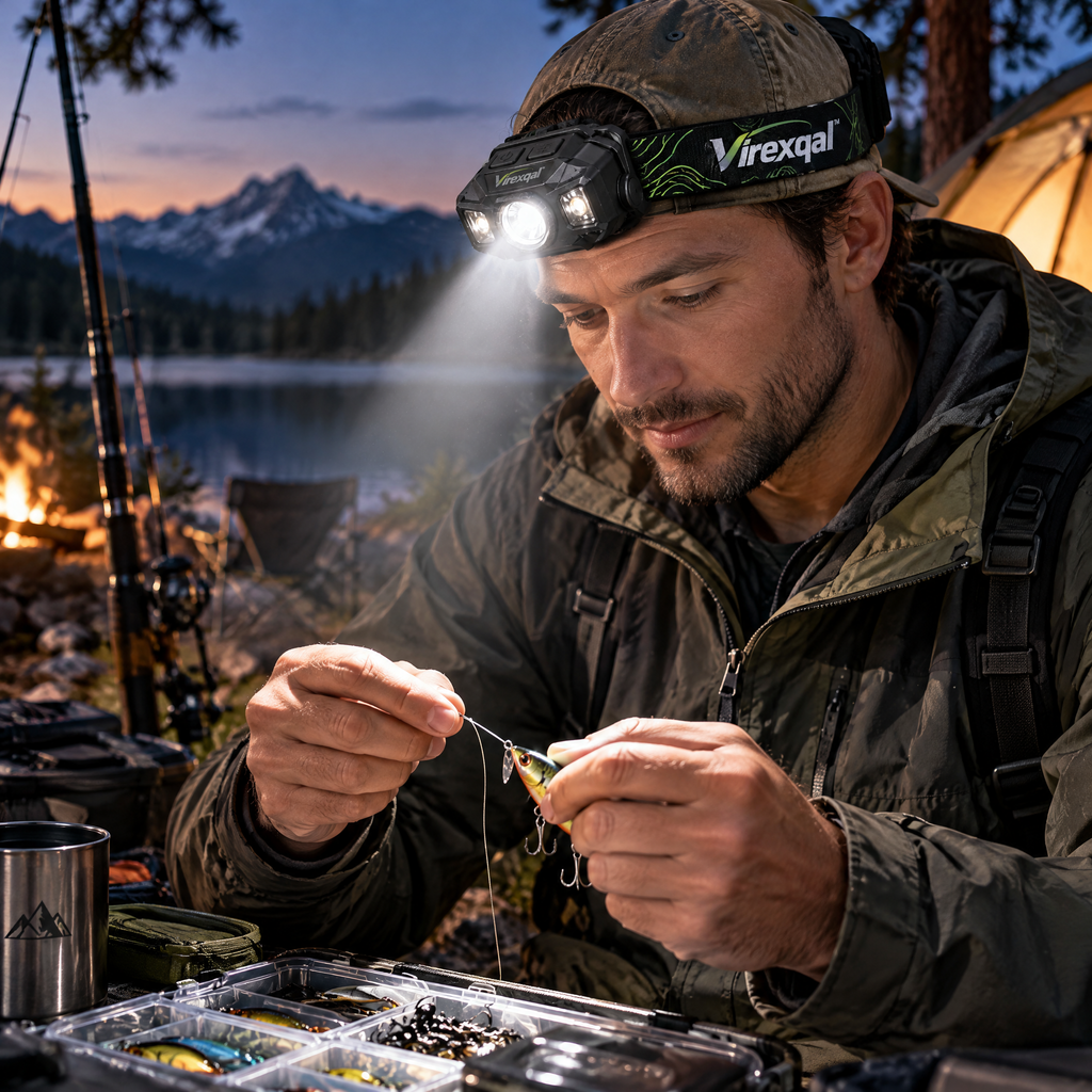 Virexqal™ LED Fishing Headlamp — In-use setting