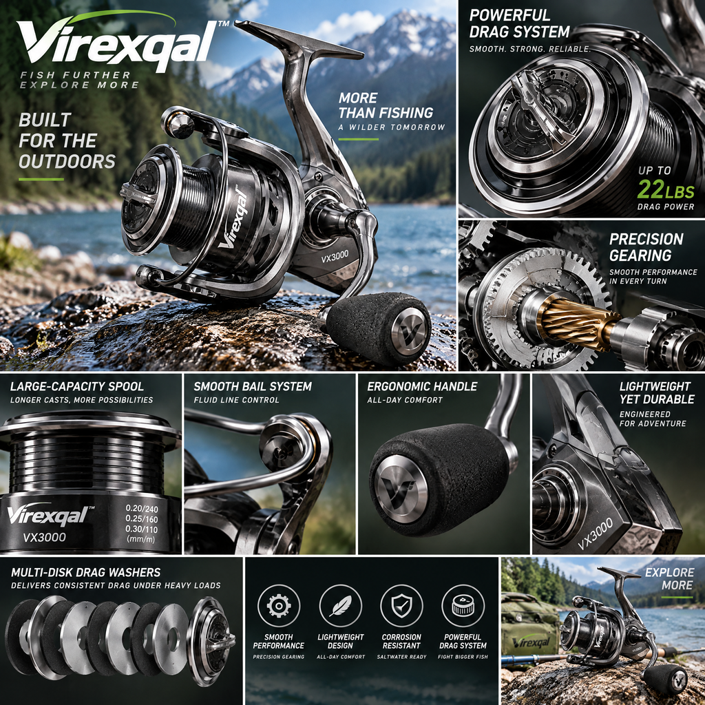 Virexqal™ VX3000 Precision Spinning Reel — Design details