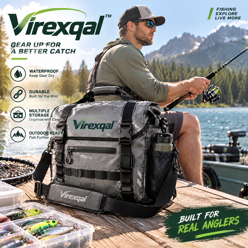 Virexqal™ Flap-Top Fishing Gear Bag — In-use setting