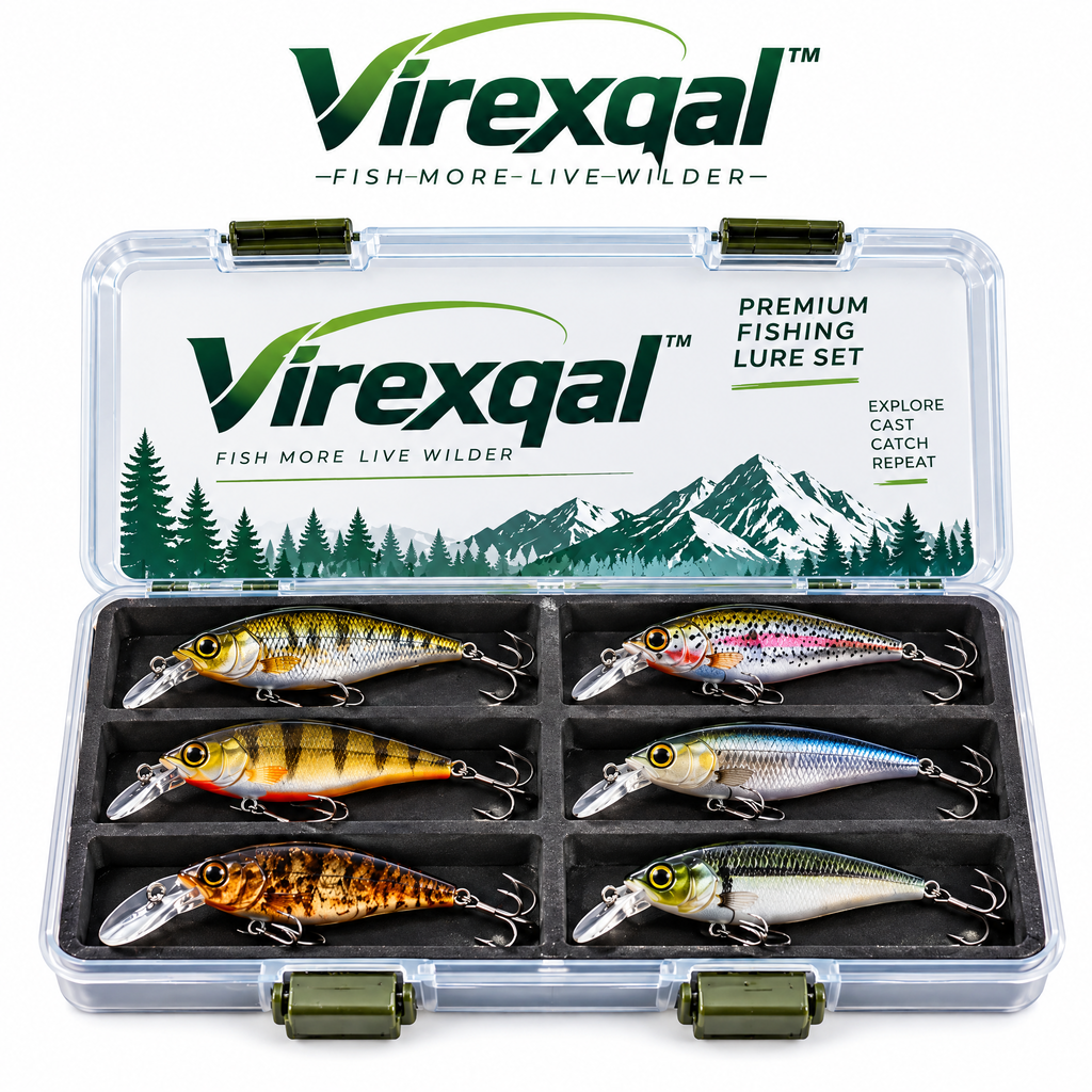 Virexqal™ Premium Fishing Lure Set with Clear Case — Product view