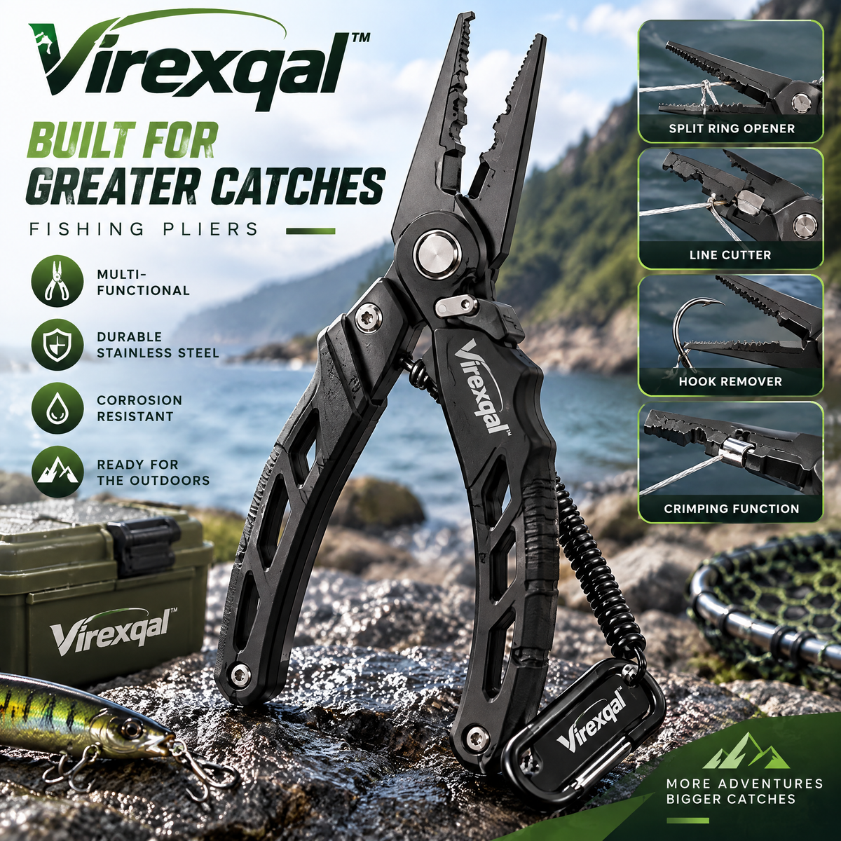 Virexqal™ Multi-Function Fishing Pliers — Outdoor setting