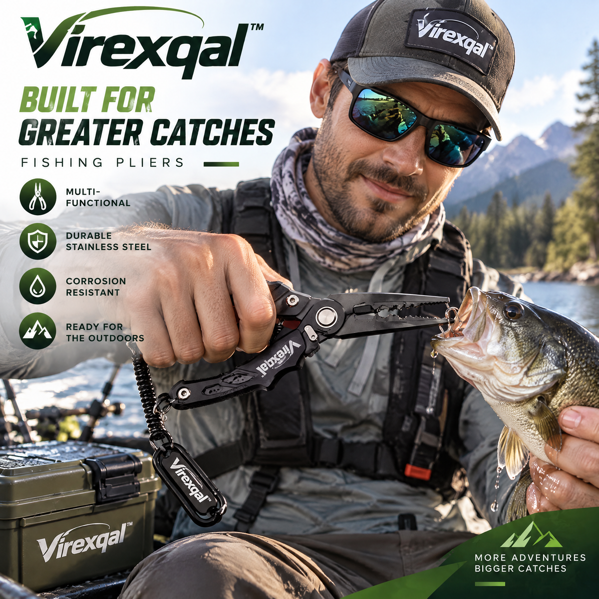 Virexqal™ Multi-Function Fishing Pliers — In-use setting